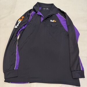 FedEx Stan Herman Men Long Sleeve Performance Worker Employee Polo Shirt-M-7293